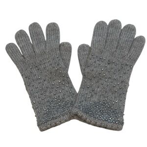 Talbots Gray Rhinestone Knit Gloves, Holiday Gift, NWT